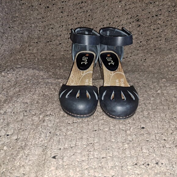 ART COMPANY-Ankle Wrap Sandals-Dark Navy/Black Leather-Sz 37-Near Mint - Picture 3 of 7